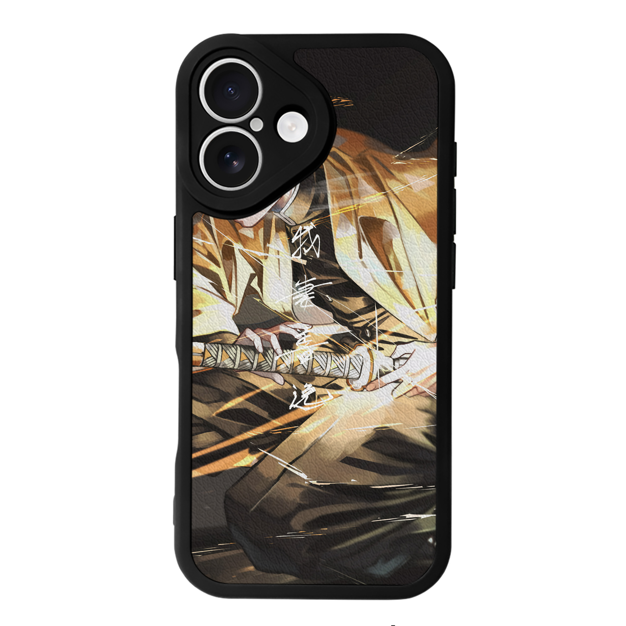 （画像用） 鬼滅の刃（きめつのやいば）我妻 善逸／あがつま ぜんいつ Agatsuma Zenitsu 【iPhone 16シリーズ対応】シリコンスマホケース（レザー調） 材質：シリコン